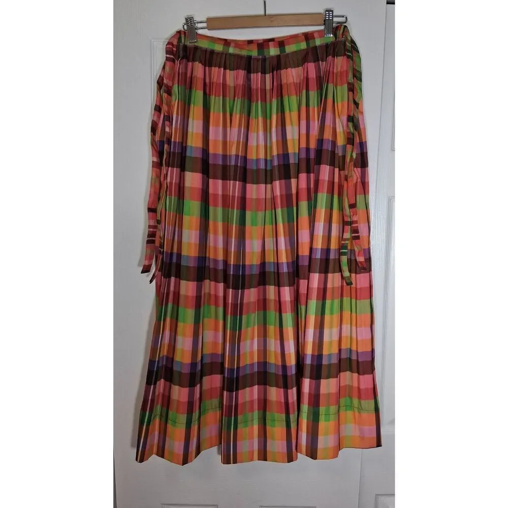 Womens large psychedelic handmade long maxi skirt orange green with pockets